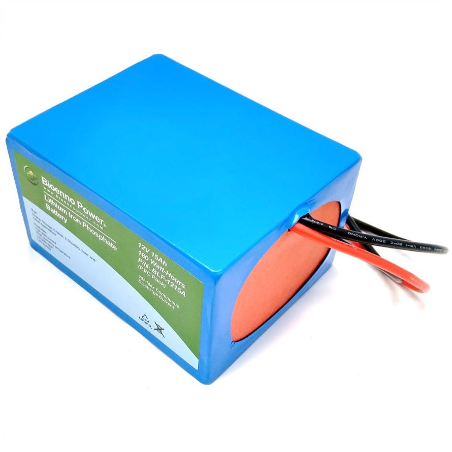 12V 15Ah LiFePO4 Battery - Bioenno Power BLF-1215A