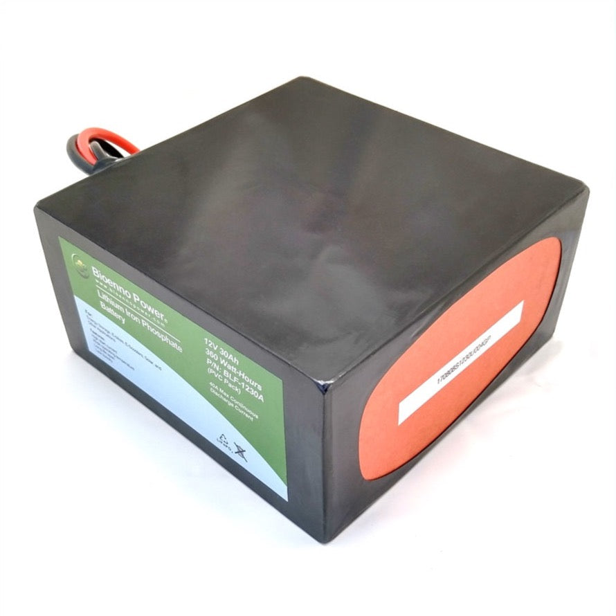 12V 30Ah LiFePO4 Battery - Bioenno Power BLF-1230A PVC