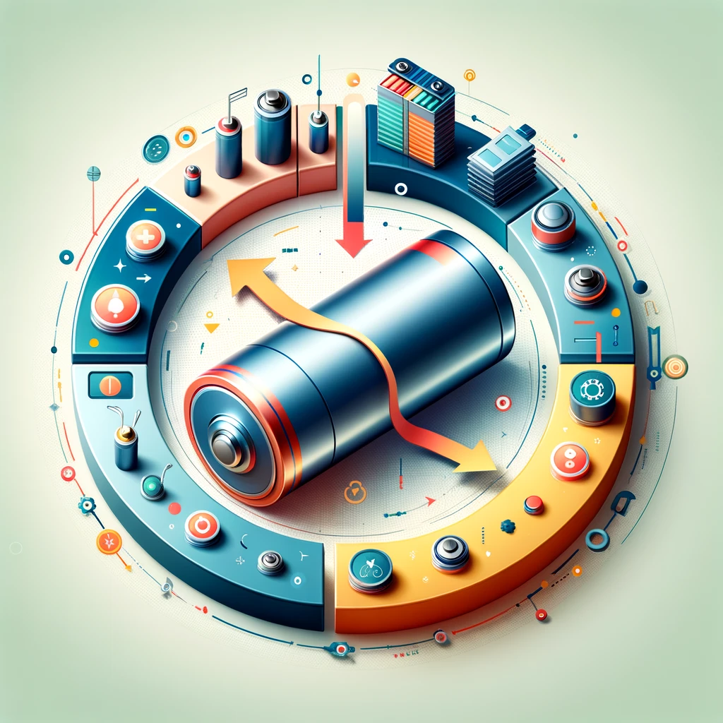 Graphic illustrating the concept of battery cycle life